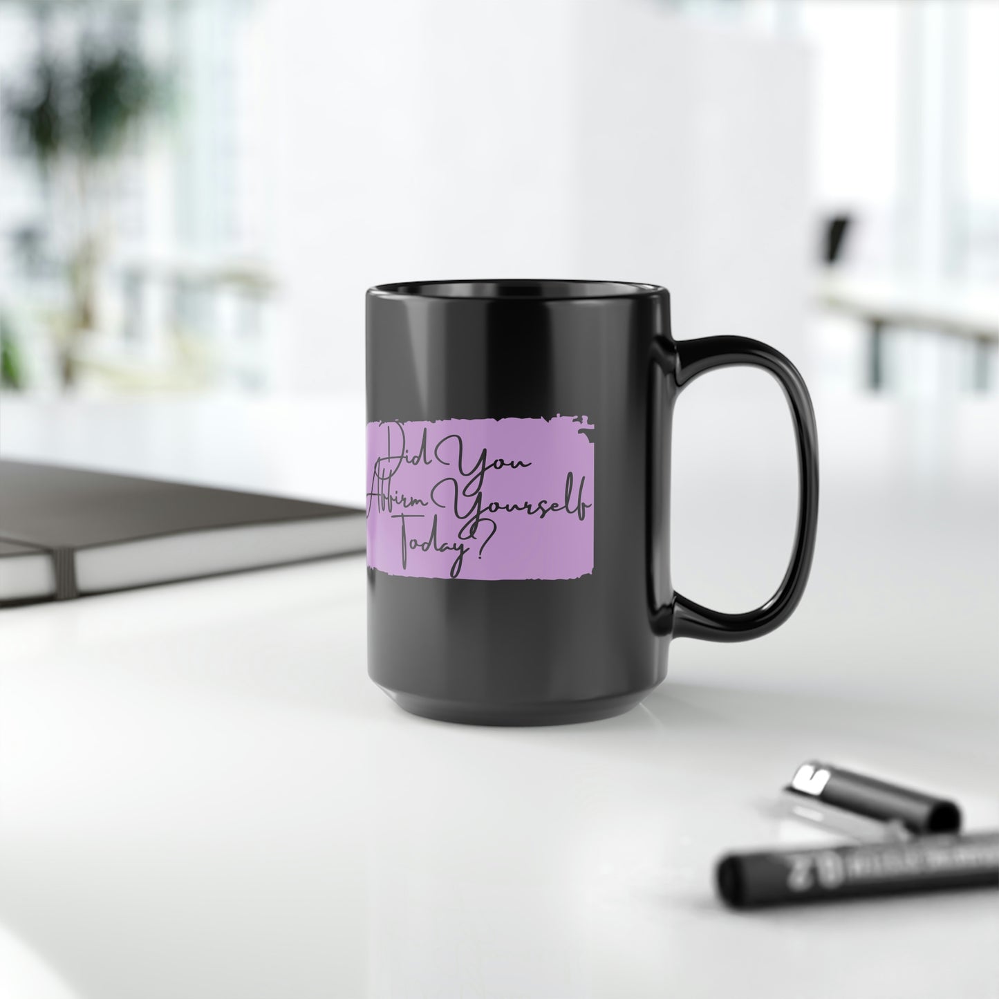 "Affirm Yourself" Black Mug, 15oz